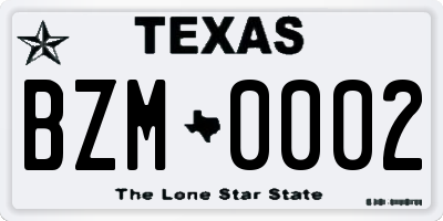 TX license plate BZM0002