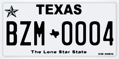TX license plate BZM0004