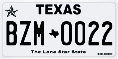 TX license plate BZM0022
