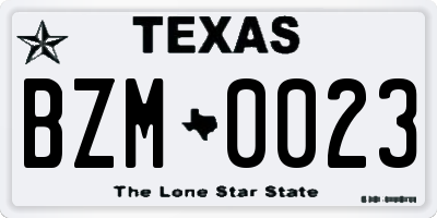 TX license plate BZM0023