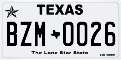 TX license plate BZM0026