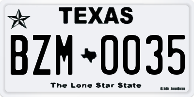 TX license plate BZM0035