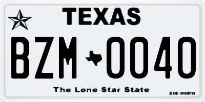 TX license plate BZM0040