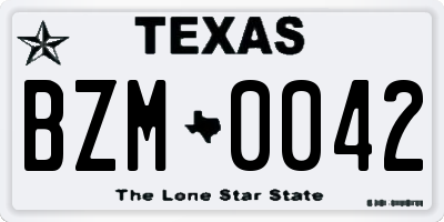 TX license plate BZM0042