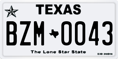 TX license plate BZM0043
