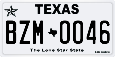 TX license plate BZM0046