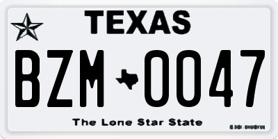 TX license plate BZM0047