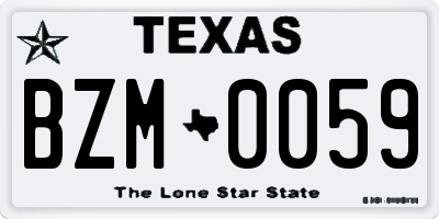 TX license plate BZM0059