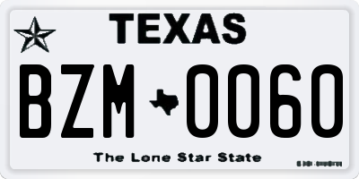 TX license plate BZM0060