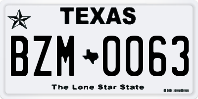 TX license plate BZM0063