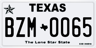 TX license plate BZM0065