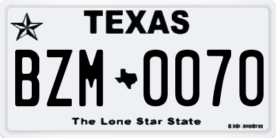 TX license plate BZM0070