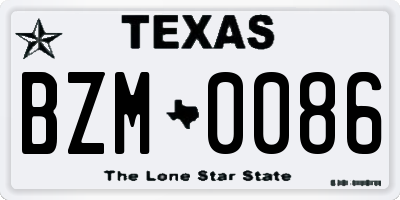TX license plate BZM0086