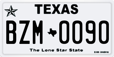 TX license plate BZM0090