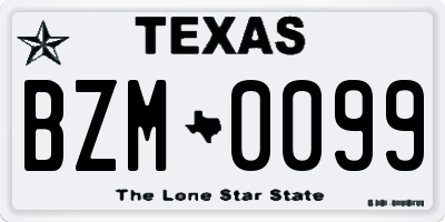 TX license plate BZM0099