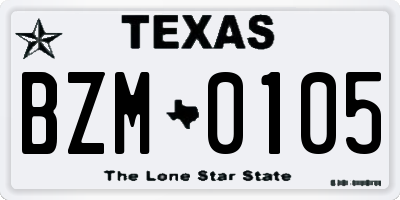 TX license plate BZM0105
