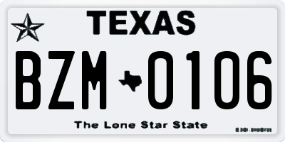 TX license plate BZM0106