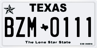 TX license plate BZM0111