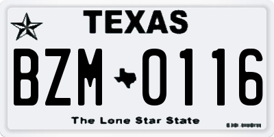 TX license plate BZM0116
