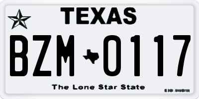 TX license plate BZM0117