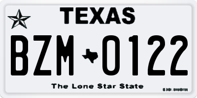 TX license plate BZM0122