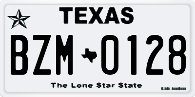 TX license plate BZM0128