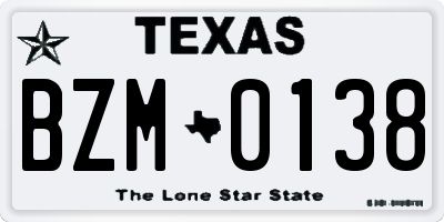 TX license plate BZM0138