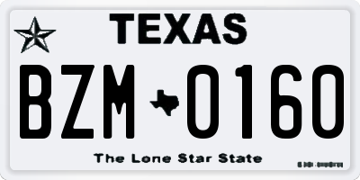 TX license plate BZM0160