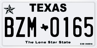TX license plate BZM0165