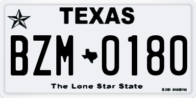 TX license plate BZM0180