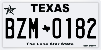 TX license plate BZM0182