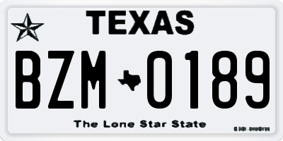 TX license plate BZM0189