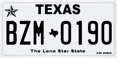 TX license plate BZM0190