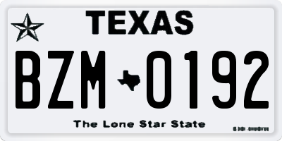 TX license plate BZM0192