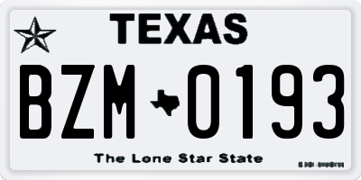 TX license plate BZM0193