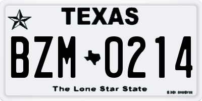TX license plate BZM0214