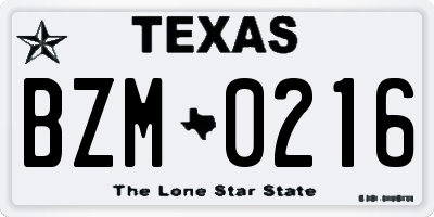 TX license plate BZM0216