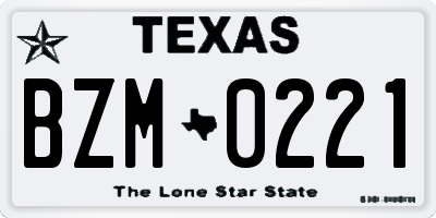 TX license plate BZM0221