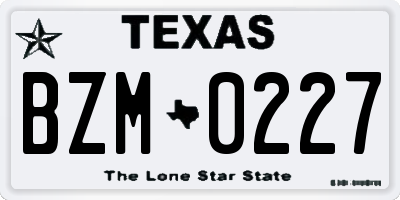 TX license plate BZM0227