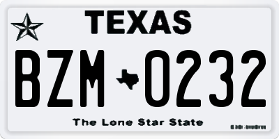 TX license plate BZM0232