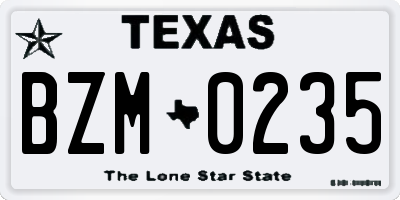 TX license plate BZM0235