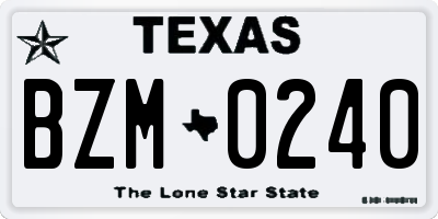 TX license plate BZM0240