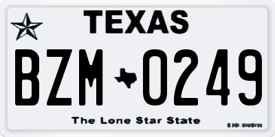 TX license plate BZM0249