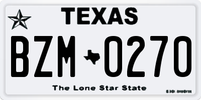 TX license plate BZM0270