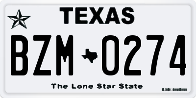 TX license plate BZM0274