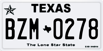 TX license plate BZM0278