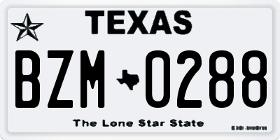 TX license plate BZM0288