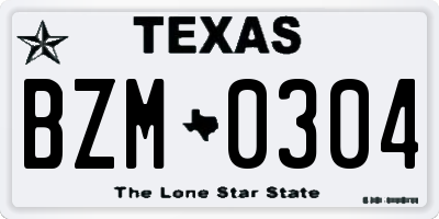 TX license plate BZM0304