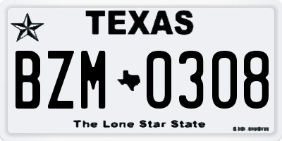 TX license plate BZM0308