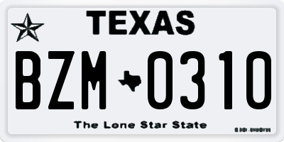 TX license plate BZM0310